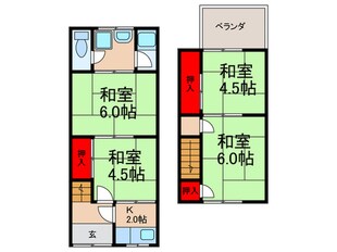 西岩田4丁目連棟貸家の物件間取画像